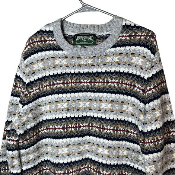 American‎ Eagle Mens Super Soft Fair isle Crew Neck Sweater Large Tall - Picture 2 of 9